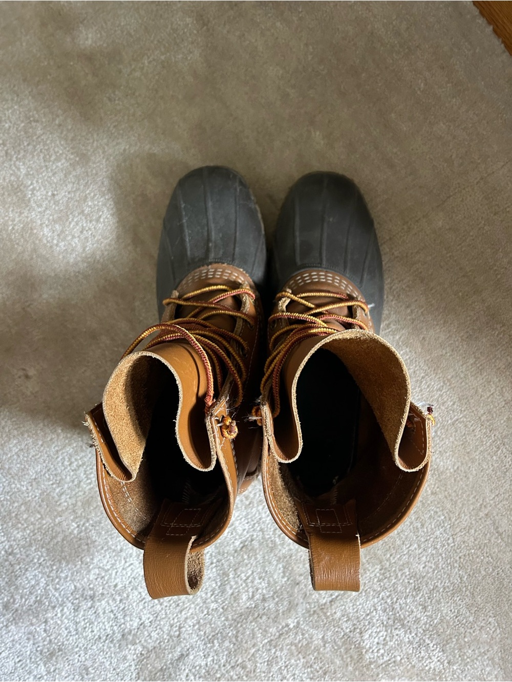 L.L. Bean Tan and Black Bean Boots